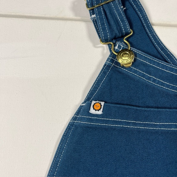 Big Bud Press Overalls Artist Togs Blue Bib White Stitch Gold Buttons Size S - Picture 9 of 16